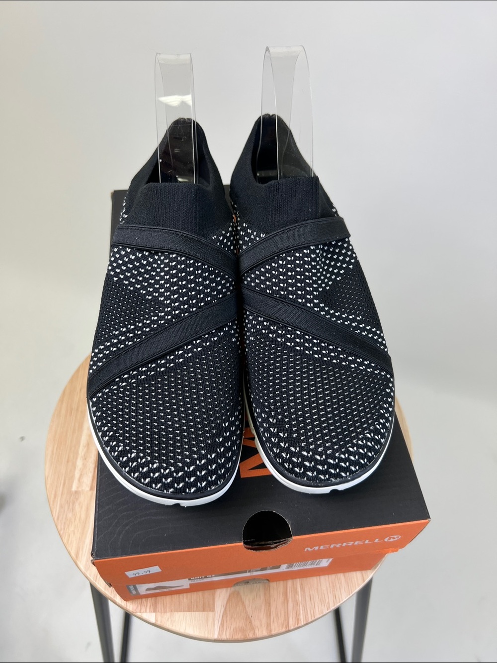Merrell Women's Black and White Zoe Sojourn Knit Slip-On Sneakers Size 9